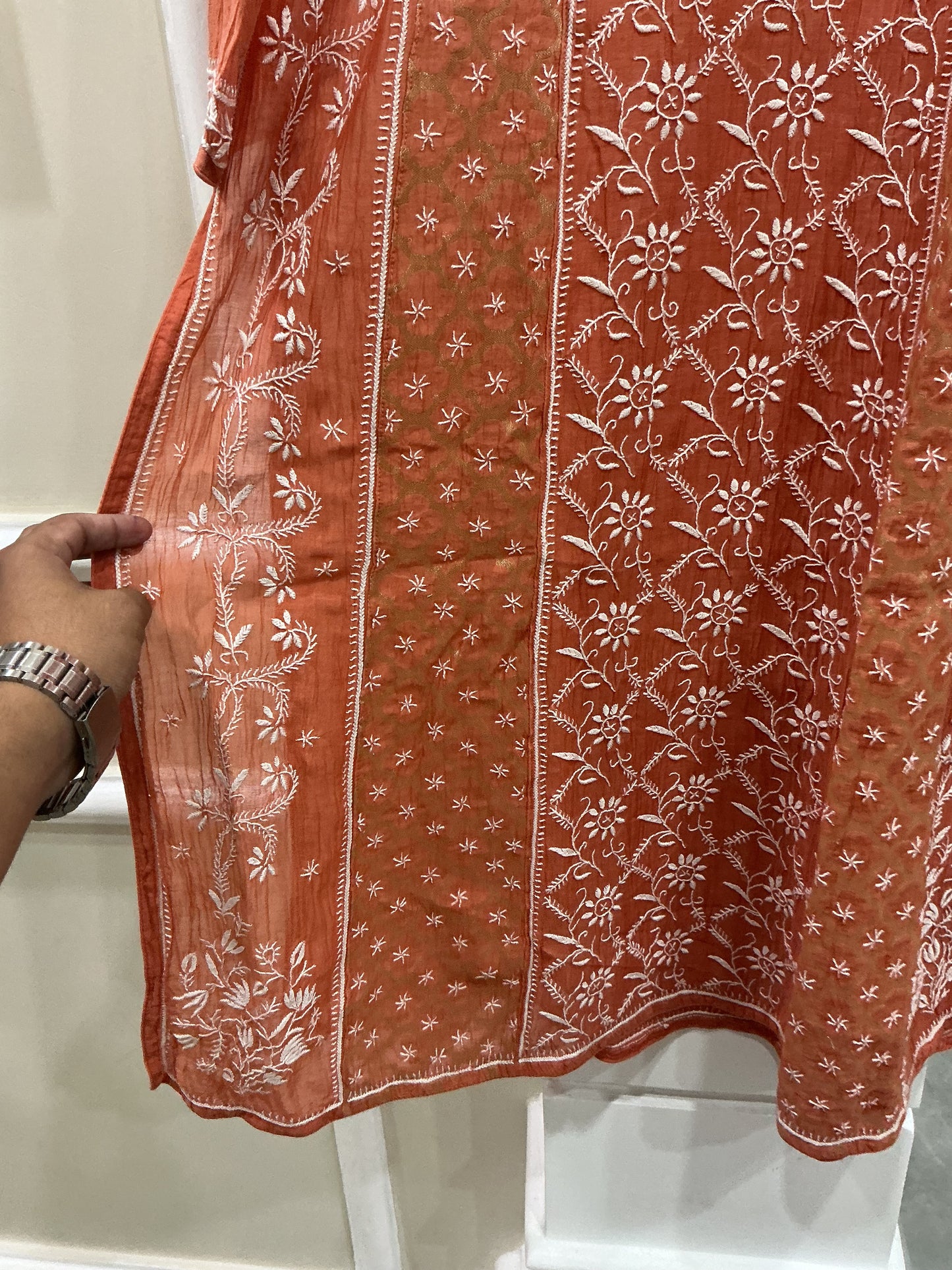 Designer chikankari kurti premium design with Banarasi broket