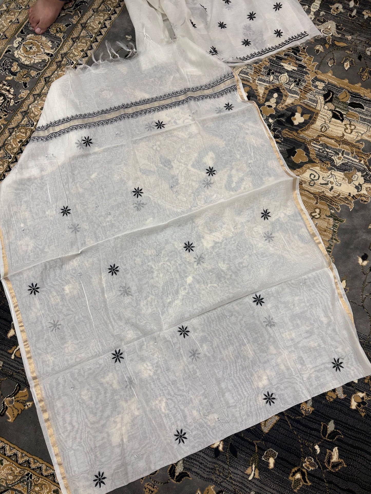 Designer Gala boota suit with pearl work and dupatta