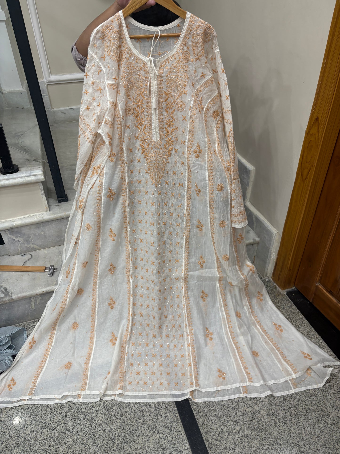 Premium Anarkali with pearl work on it
