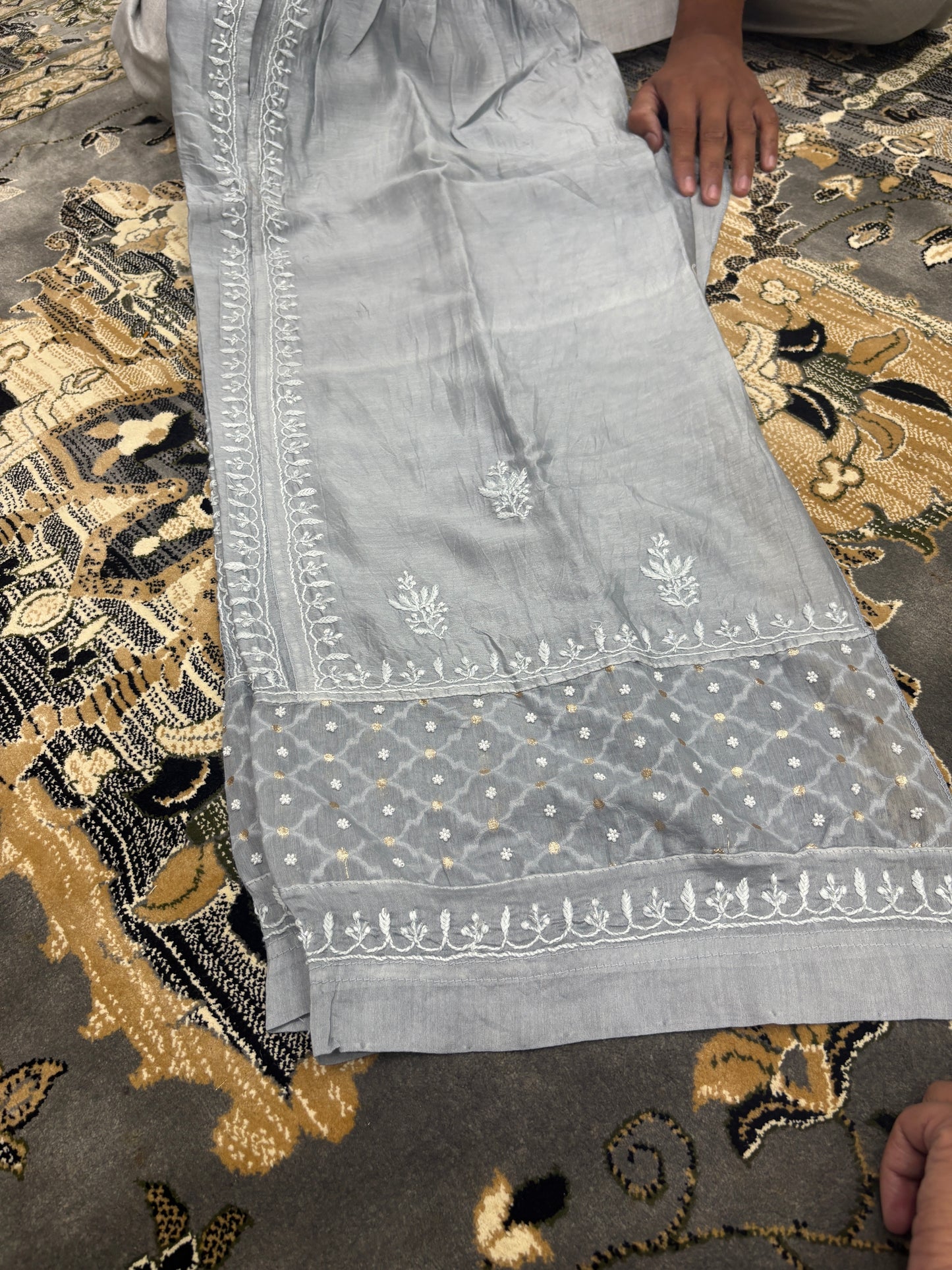 Designer semi stitch coord set with pearl work