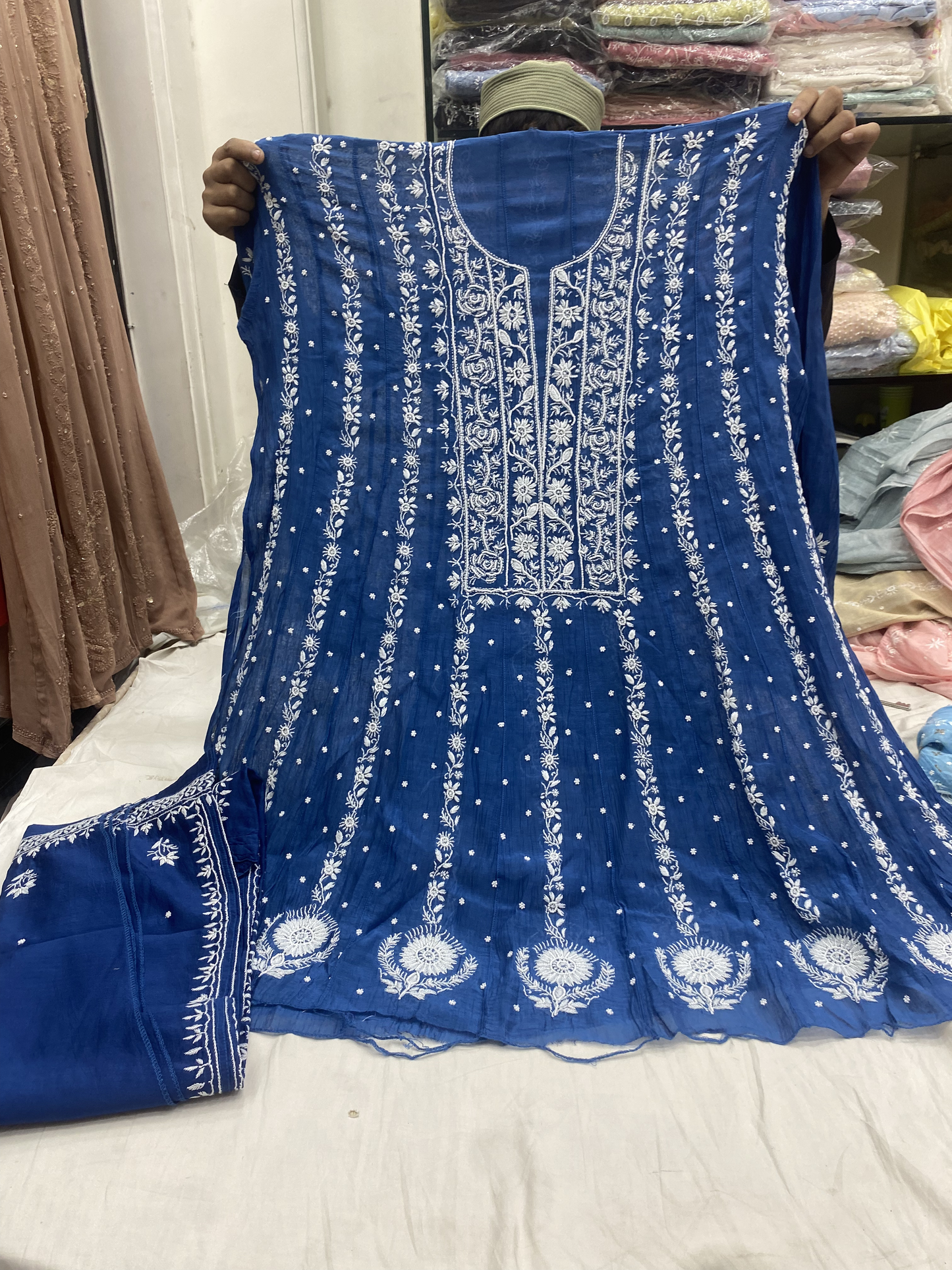 Premium chikankari short Anarkali with pant