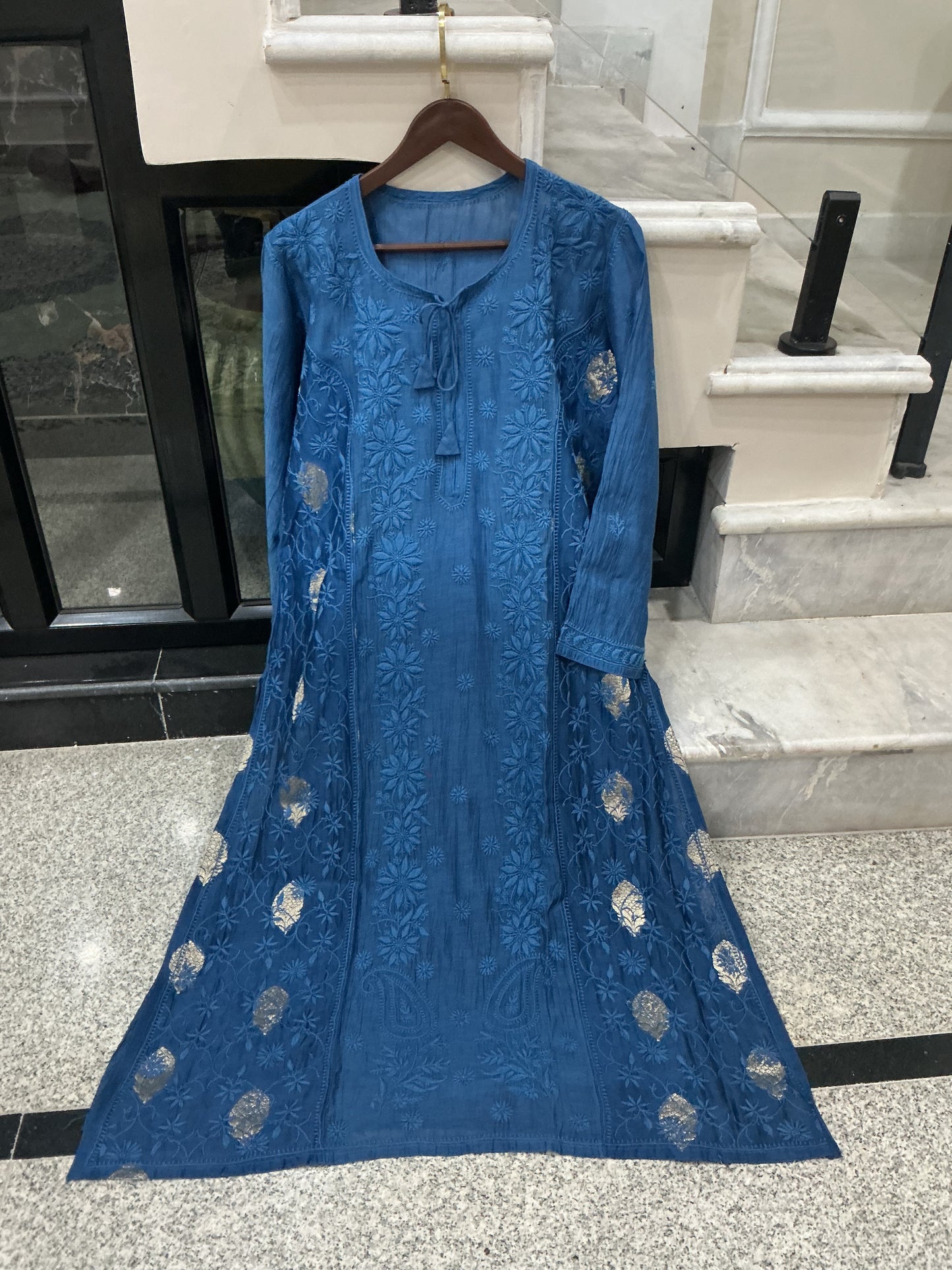Designer chikankari kurti with broket design