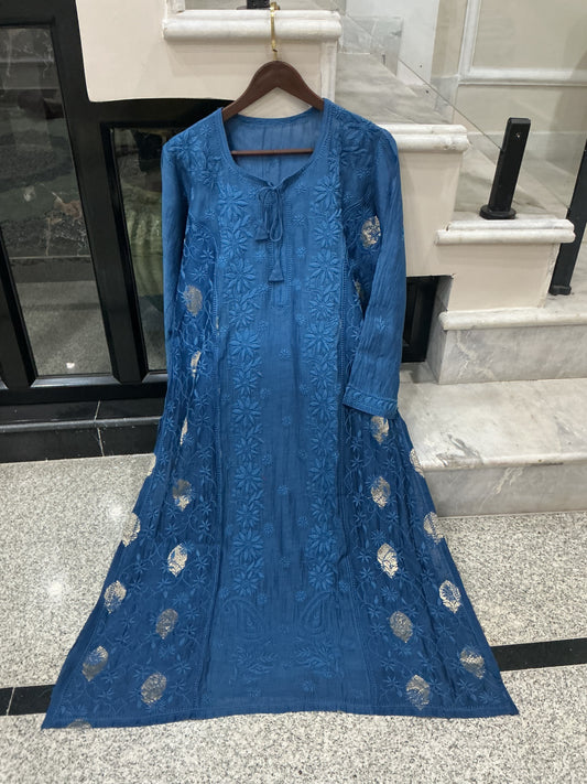 Designer chikankari kurti with broket design