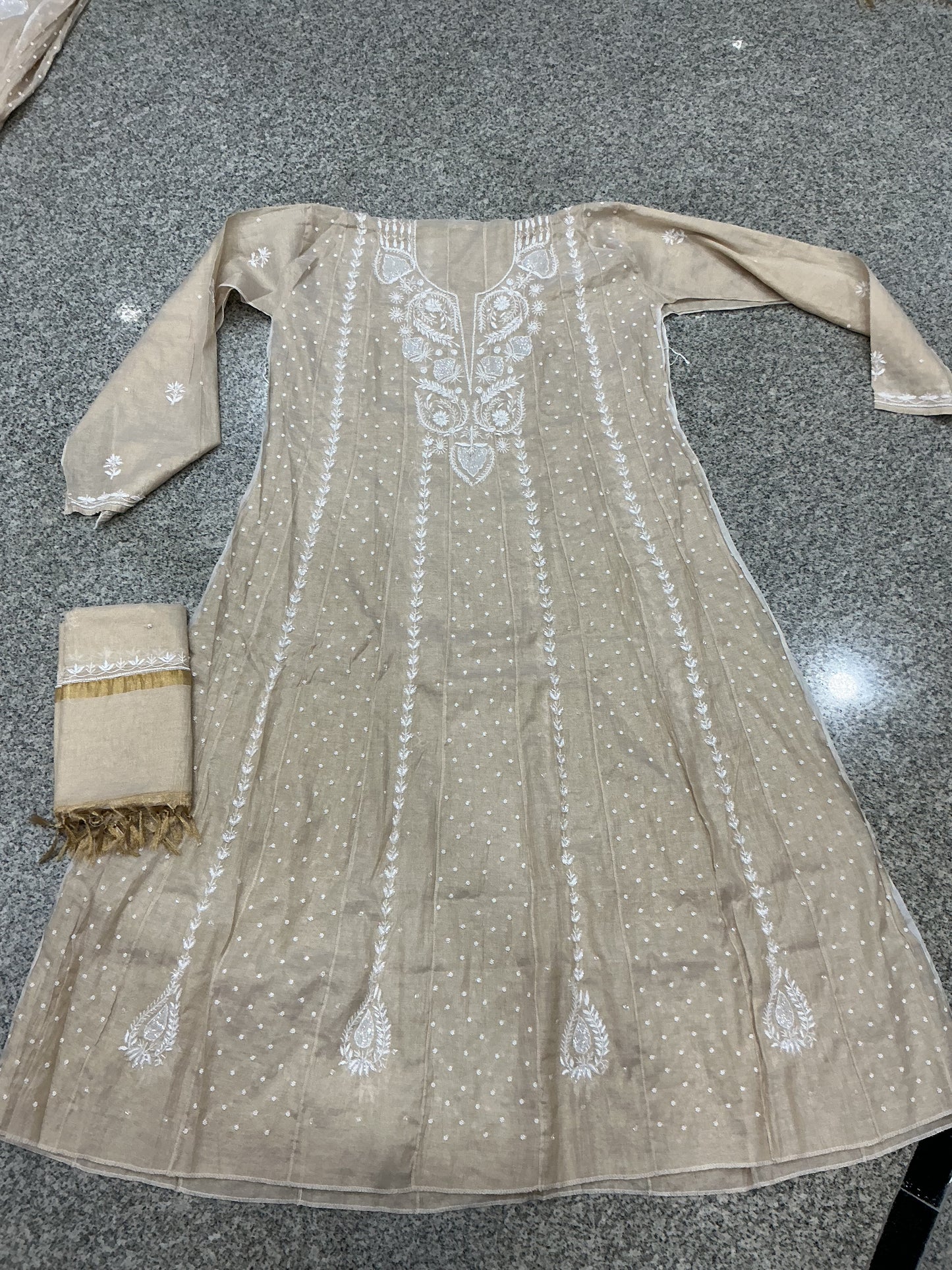 Premium chikankari Anarkali with dupatta