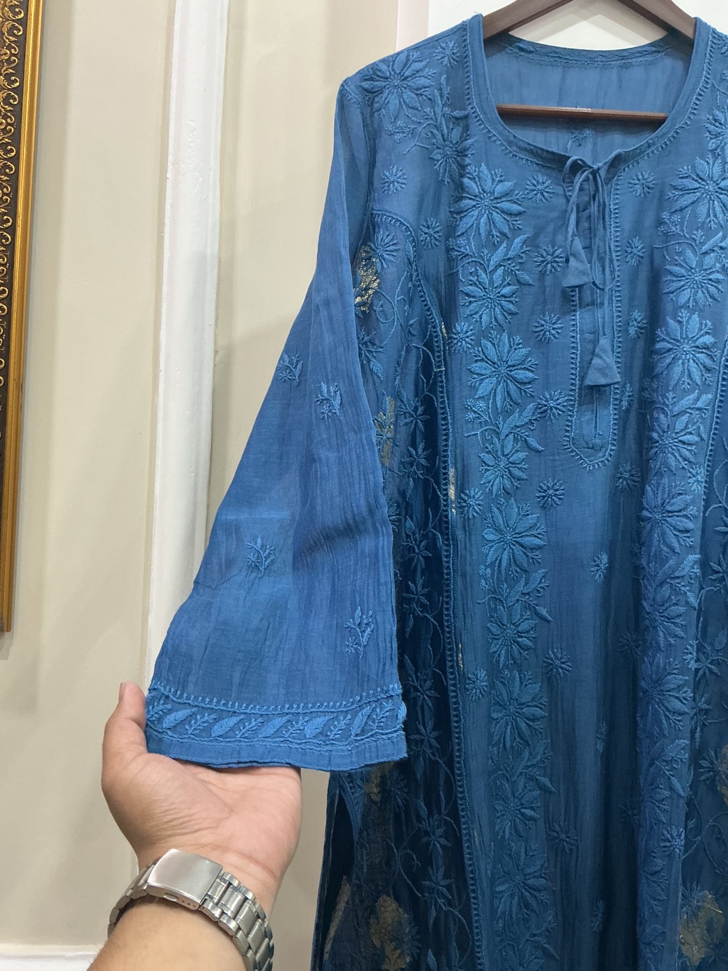 Designer chikankari kurti with broket design