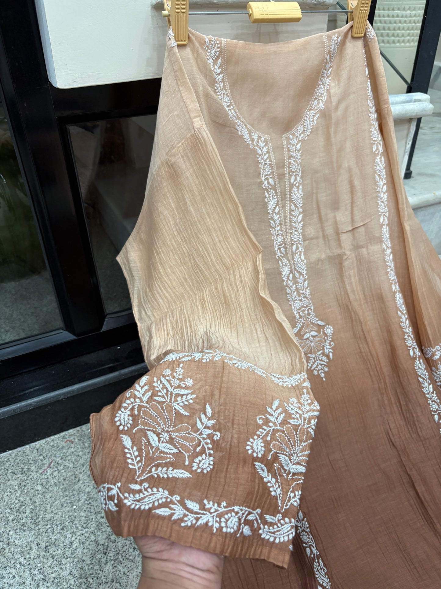 Premium pur mal chanderi semi stitched suit with dupatta