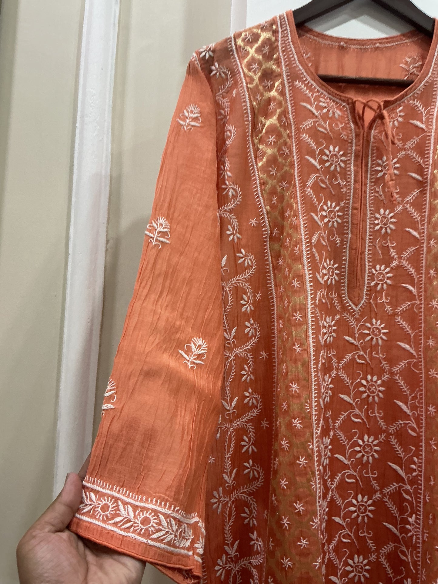 Designer chikankari kurti premium design with Banarasi broket