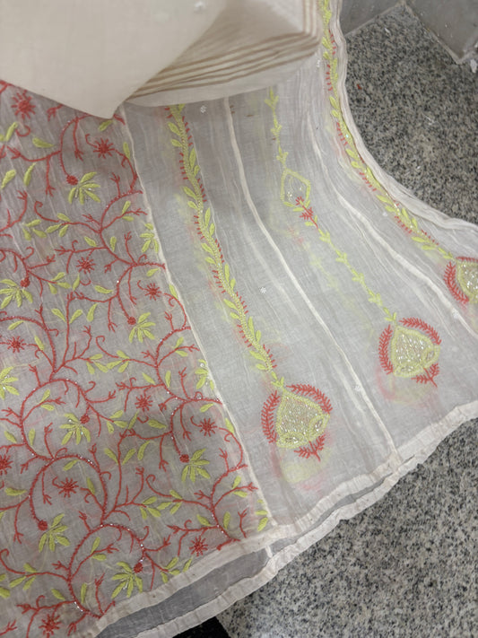 Chiankari premium anarkali with adons and dupatta