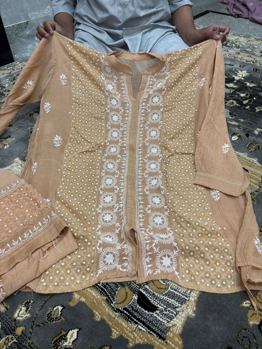 Designer semi stitch coord set with pearl work