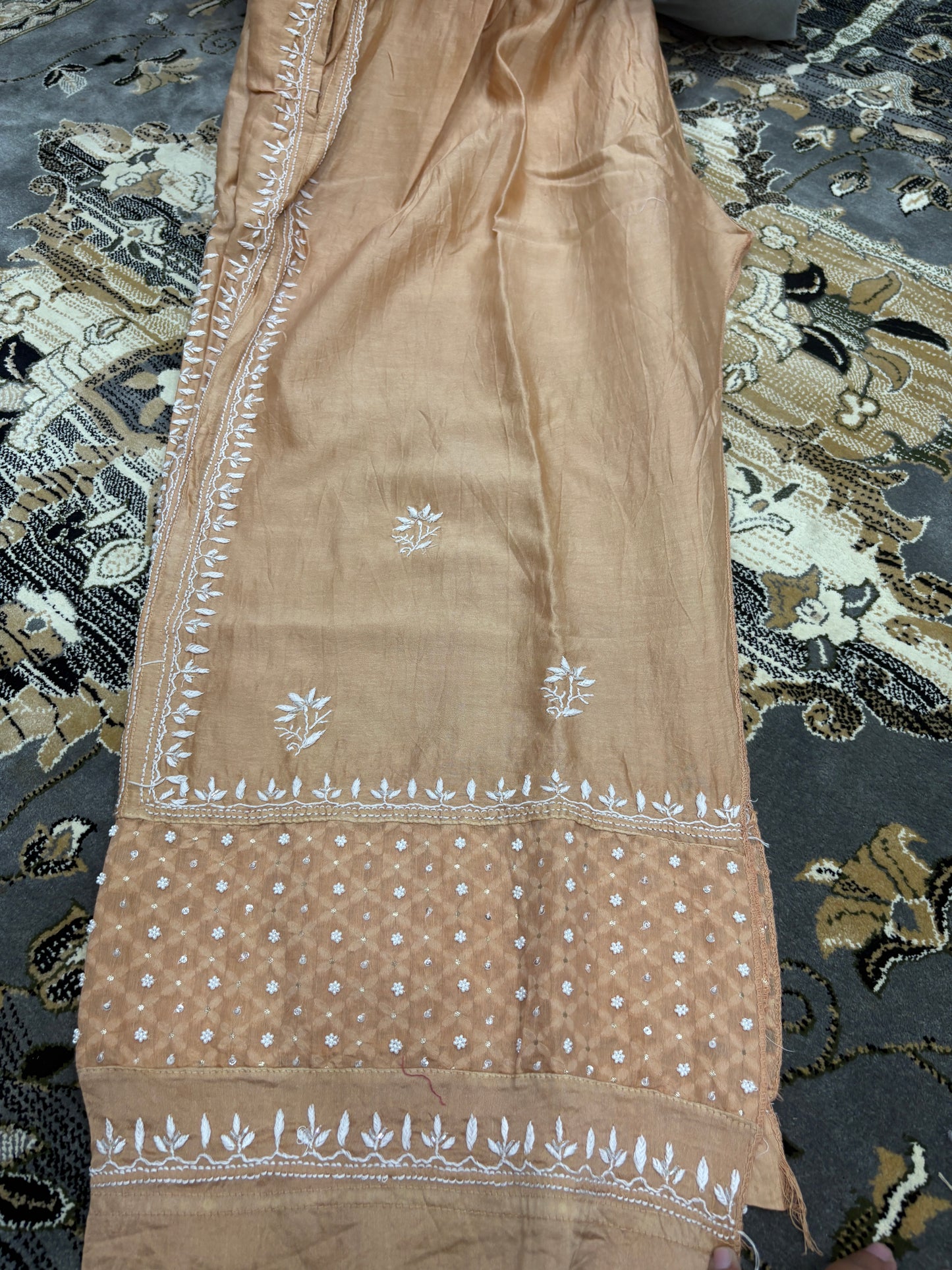 Designer semi stitch coord set with pearl work