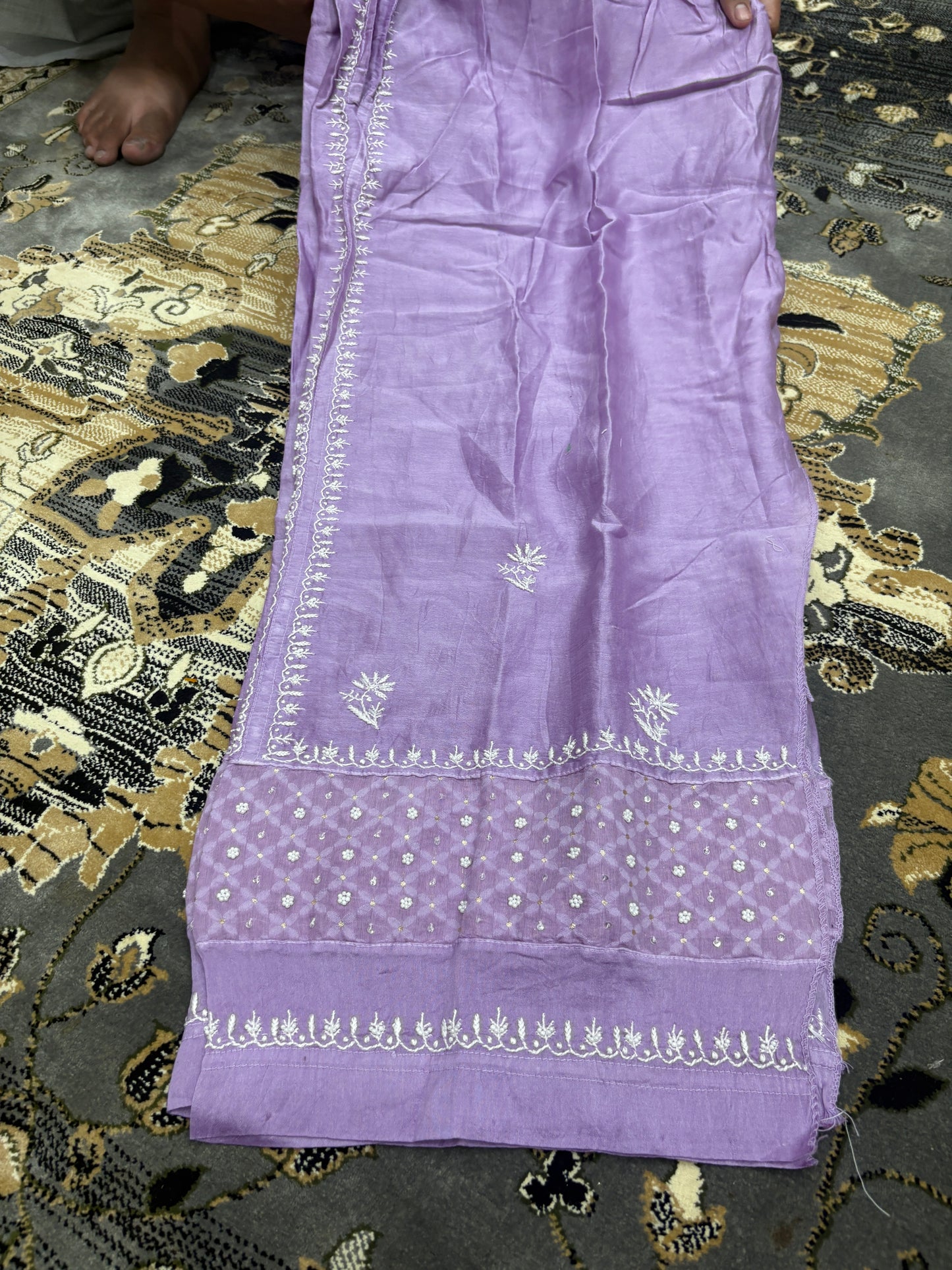Designer semi stitch coord set with pearl work