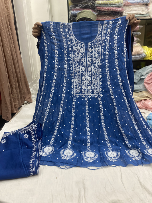 Premium chikankari short Anarkali with pant